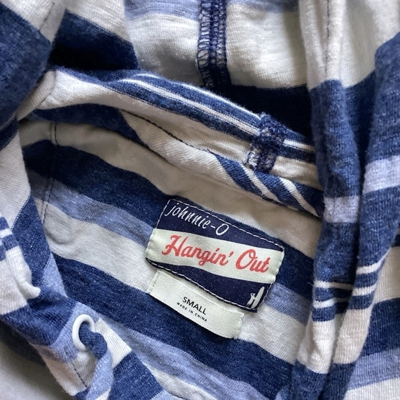 Johnnie-O Men's Size Small Blue Striped Pullover Hoodie,100% Cotton,MINT,10/10 - Picture 3 of 3